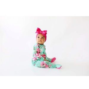 Aqua Floral Footed Sleeper